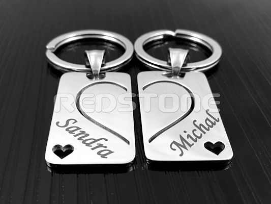 Sada kľúčeniek z chirurgickej ocele pre páry